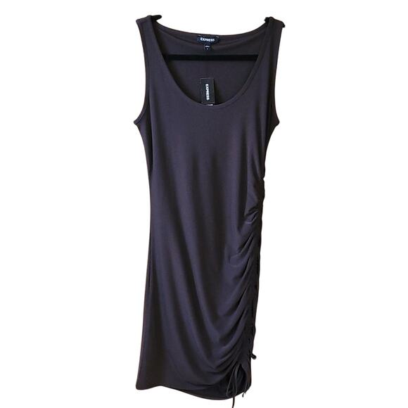 Express Brown Ruched Asymmetrical Sheath Dress Small Bodycon Party Cocktail - Picture 1 of 9